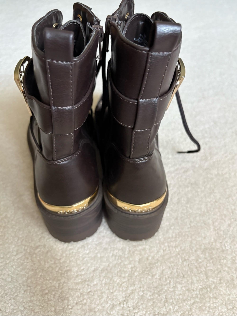 NWOT GUESS Combat Boots Dark Brown Women's Size 9 - Picture 7 of 14